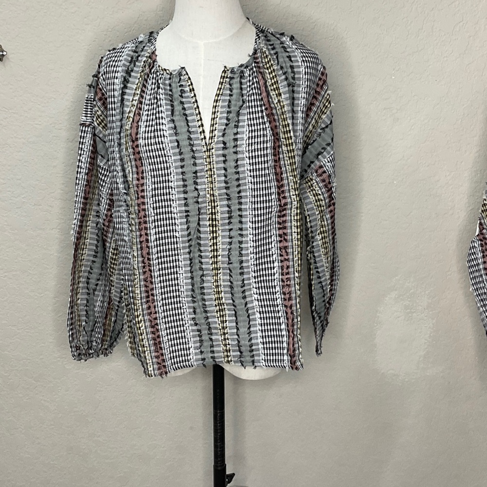 556 - Lou & Grey NWT Striped Blouse with Earthy Tones, Size S & XL